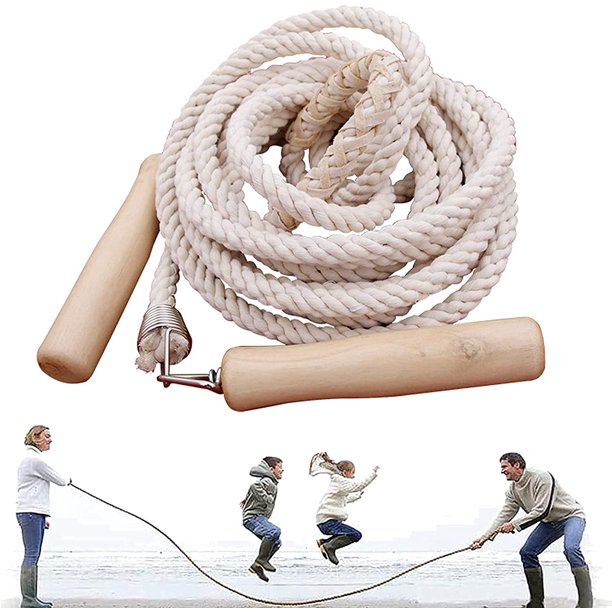 ZHAOCHENG Cuerda para saltar larga, cuerda para saltar multijugador, cuerda para saltar larga con mango de madera, la mejor cuerda para saltar holandesa doble para deportes escolares y actividades al