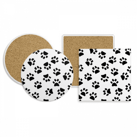 

Cat Footprint Animal Art Grain Pattern Coaster Cup Mug Holder Absorbent Stone Cork Base Set