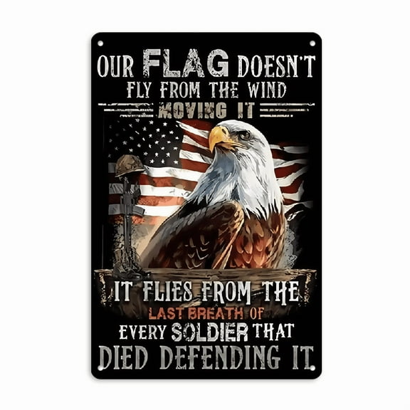 Wllo0ord Veterans Day, American Soldier Eagle Print Metal Sign, 1pc, 12x8inch House Sign, Front Door Sign, Porch Sign Wall Decor for Home Bedroom Bar Country Garden Bathroom Decor Gifts, Wall Decor