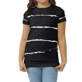 thumbnail image 3 of Langwyqu Girls Casual Short Sleeve Striped T Shirts Kids Loose Tees Size 4-15, 3 of 5