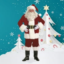 The Costume Center 7-piece Burgundy Velvet Santa Suit Christmas Costume - Adult Size XXXL