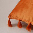 thumbnail image 4 of QPENWEI Paquete de 2 fundas de almohada decorativas de color naranja otoñal de 18 x 18 pulgadas con borlas hechas a mano, juego de fundas de cojín cuadradas de terciopelo suave para sofá, cama, sala d, 4 of 5