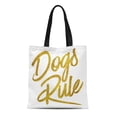 thumbnail image 1 of JSDART Canvas Tote Bag Dogs Rule Faux Gold Durable Reusable Shopping Shoulder Grocery Bag, 1 of 1