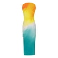 thumbnail image 5 of Robes d'Été pour les Femmes à la Mode Sans Manches Taille Haute Boho Cordon Côtelé Robe Longue Froissée Sexy Haute Fente Robe Maxi, 5 of 5