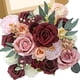 thumbnail image 1 of Ramo de flores artificiales Serwalin con rosas rosadas borgoñas y seda, 1 of 9