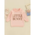 thumbnail image 2 of Suealasg Toddler Baby Girl Boy Knit Sweater Newborn Long Sleeve Crew Neck Letters Embroidery Knit Pullover Sweater Infant Girls Boys Easter Clothes 0-24 Months, 2 of 9