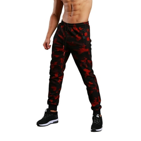 

GirarYou Men’ s Camouflage Print High Waist Long Pants with Drawstring