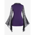 thumbnail image 3 of Rosegal Women's Gothic Bell Sleeve Skull Lace Lacing Tee, 3 of 5