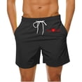 thumbnail image 2 of lcziwo Mens Big and Tall Beach Shorts Valentine's Day Heart Print Swim Trunks Summer Casual Drawstring Elastic Waist Hiking Workout Shorts with Pockets Mothers Day Gifts Black XXXL, 2 of 5