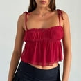 thumbnail image 5 of Women'S Peplum Going Out Tops Tie Shoulder Sleeveless Summer Top Red M, 5 of 7