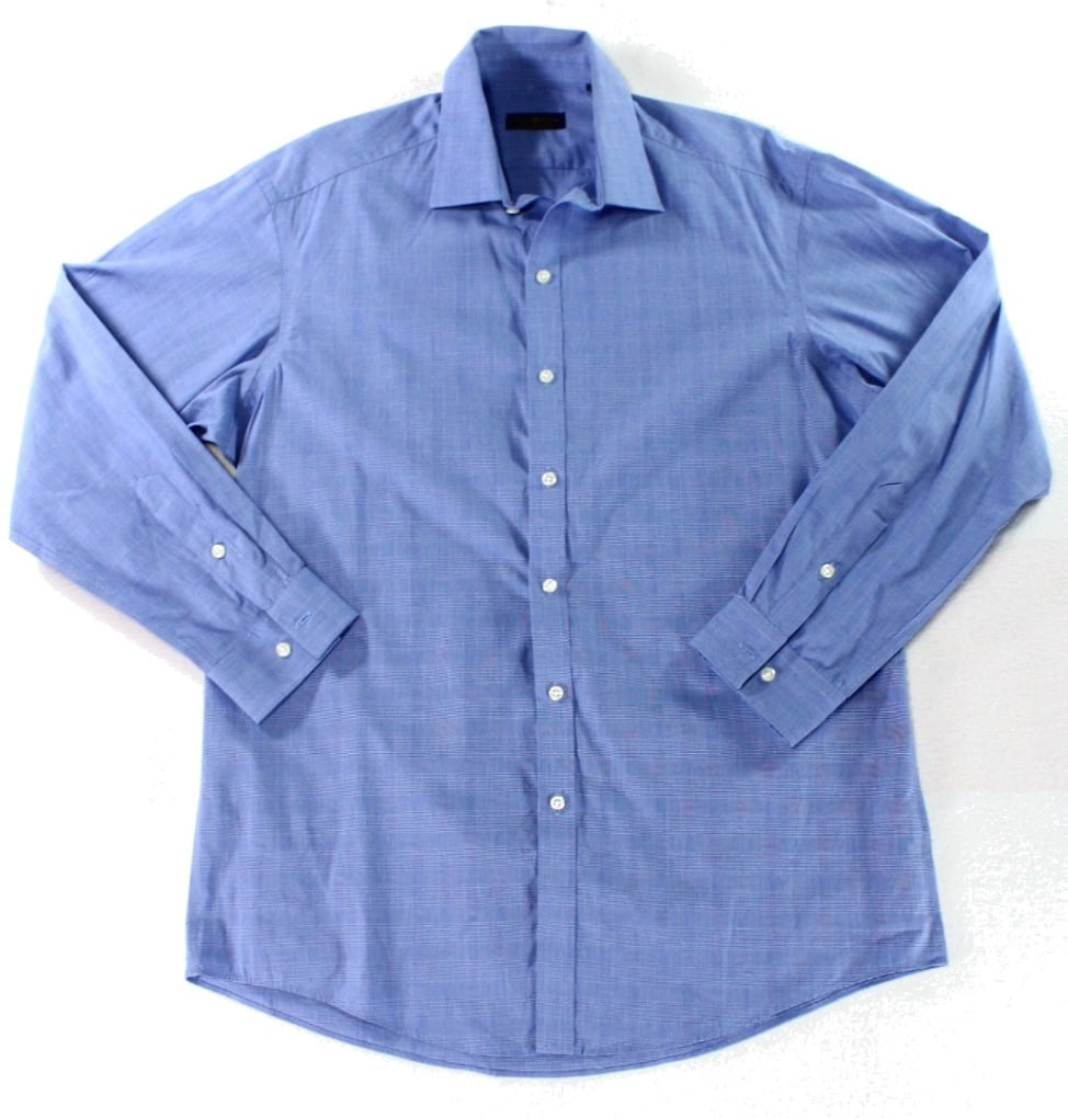Club Room Club Room NEW Blue Mens Size 17 1/2 PlaidPrint Button Down