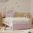thumbnail image 7 of ChaoLink Twin Bed Frame Princess Bed Frame with LED Headboard & Storage Drawers, Adjustable Boucle Platform Bed for Girls, No Box Spring Needed, Pink, 7 of 7