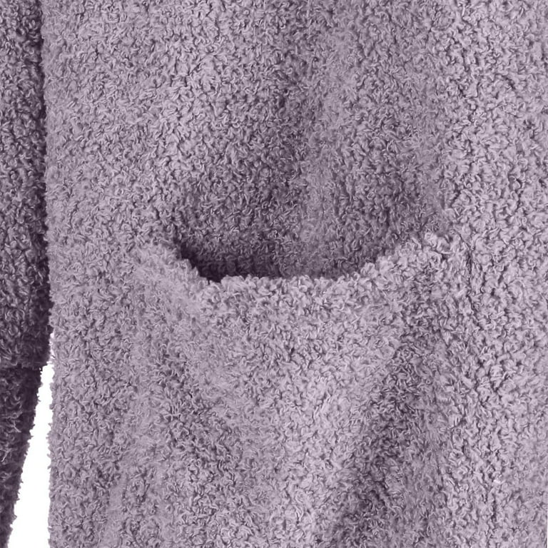 yoeyez Womens Mid Length Hooded Cardigans Casual Sherpa Sweater Fall Warm Chunky Cable Knit Outerwear Coat with Pocket