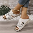 thumbnail image 5 of LOVZFMLL Wedge Sandals for Women 2025 Summer Slip On Open Toe Slides Sandals with Arch Support for Casual Outdoor Beach Vacation Comfort Walking Shoes White 5.5, 5 of 7