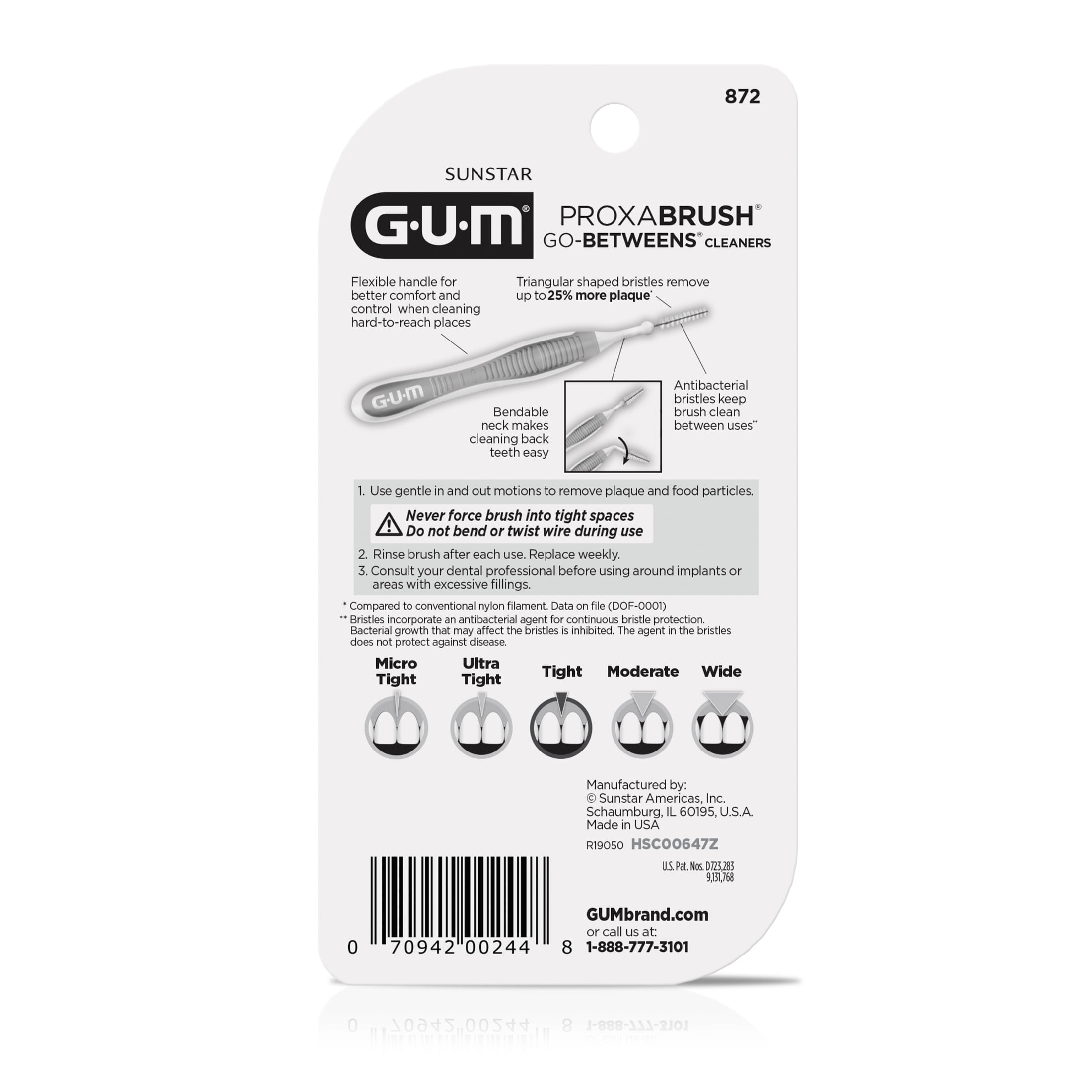 GUM Proxabrush Go-Betweens Tight Interdental Brushes, Soft Bristles, 10 Count
