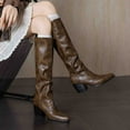 thumbnail image 4 of Mostsola Knee High Boots Women Slouchy Square Toe Heel Mid Calf Boots Pull on Fall Boots, 4 of 7