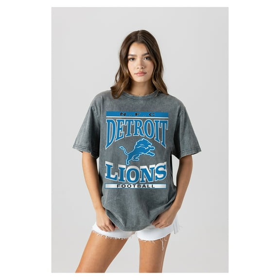 Women's Gameday Couture  Gray Detroit Lions Oversized Classic Grind Washed T-Shirt