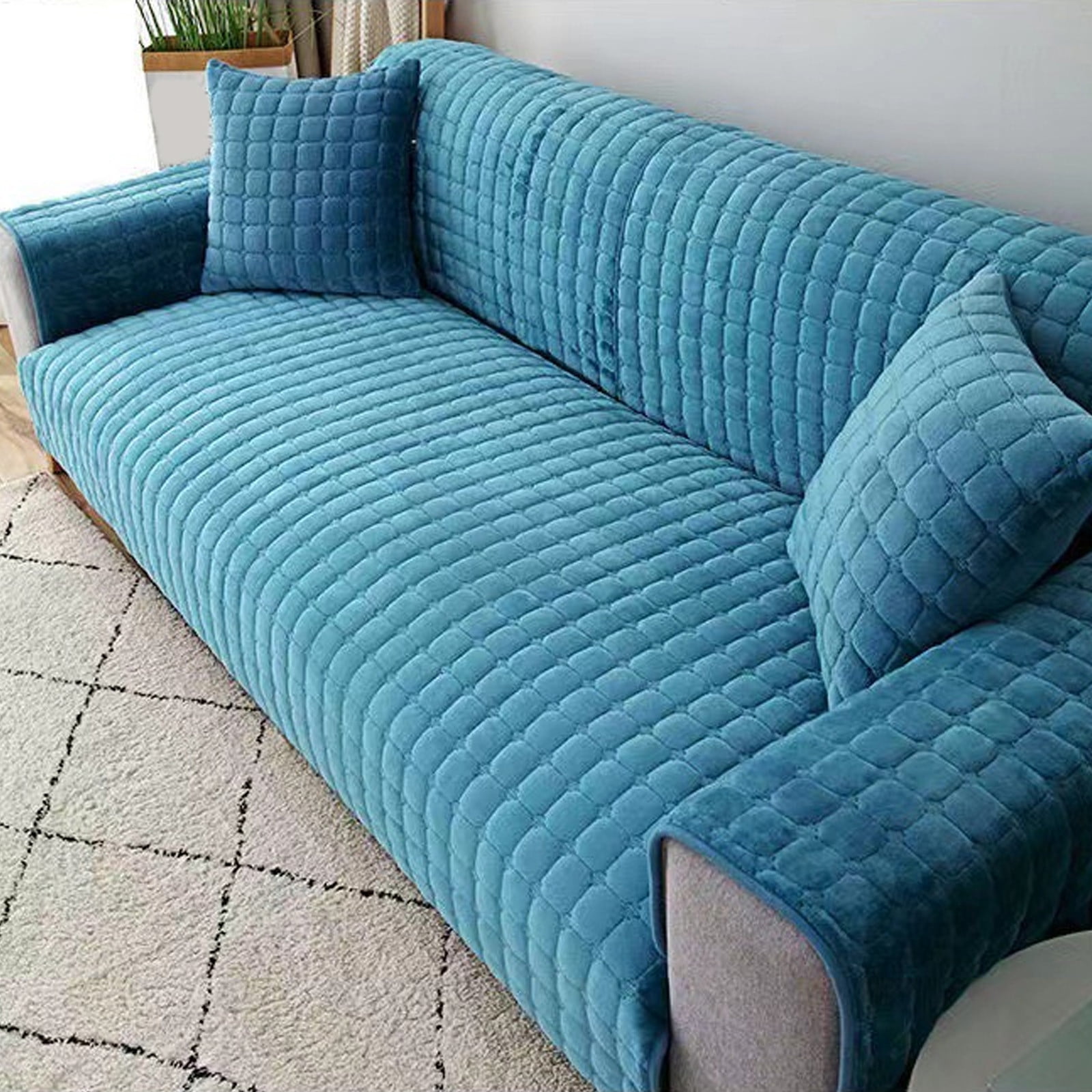 Silk Cool Summer Sofa Cushion,Simple Solid Color Cushion,Non Slip Sofa Cushion,Machine Washable Cool Cushion,Double Sofa Cushion,Soft Elastic Cushion,Protective Sofa Pad,Durable Seat Cushion