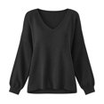 thumbnail image 5 of Tqcoqu Women's V‑Neck Knit Sweater, Solid Color Drop Shoulder Long Sleeve Loose Pullover Top, Fall 2026 Going Out Casual Blouse, 5 of 10