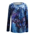thumbnail image 3 of CHOK Chemises à Manches 3/4 pour Femmes, Col Rond Décontracté, Imprimé, Chandail d'Été Tendance, Blouses Douces et Confortables, Jaune P, 3 of 4