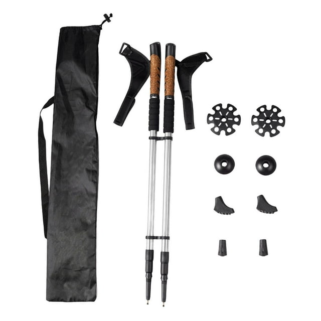 DYNWAVECA 2 Pcs Bâtons de Randonnée de Montagne Bâtons de Randonnée Nordiques Bâtons de Verrouillage en Alliage d'Aluminium Télescopique pour Randonneurs Alpinisme