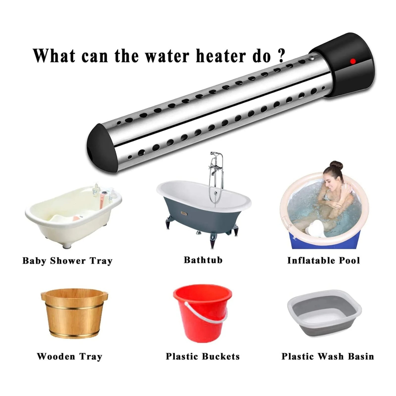 Black Electric Heater Boiler Water Heating Elements Portable Immersion Swimming Pool ,Safety Design