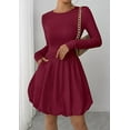 thumbnail image 2 of PRETTYGARDEN Fall Dresses for Women Casual Long Sleeve Bubble Cute Crew Neck A Line Mini Short Dress with Pockets, 2 of 7