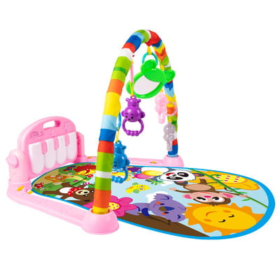 Game Pad with Hanging Toys,Babys Developmental Stages Crawling Mat with Music Pedal Piano Music and Fitness Rack Play Mat Activity Gym for Baby US spot,Multicolour 