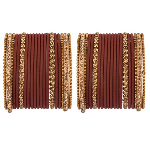 Efulgenz Plain Metal Bangles Matte Finish Bangles with Oxidized Crystal Bangles Metal Ball Bangles Indian Bangle Set Bracelet Bangle for Women Bollywood Fashion Statement Jewelry (40 Pcs)