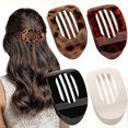 thumbnail image 1 of 4 PCS Flat Hair Clips, Round Lay Down Hair Claw Clips for Women Girls, French Strong Hold Hair Barrettes for Thick Thin Hair,Comfortable Curved Flat C, 1 of 5