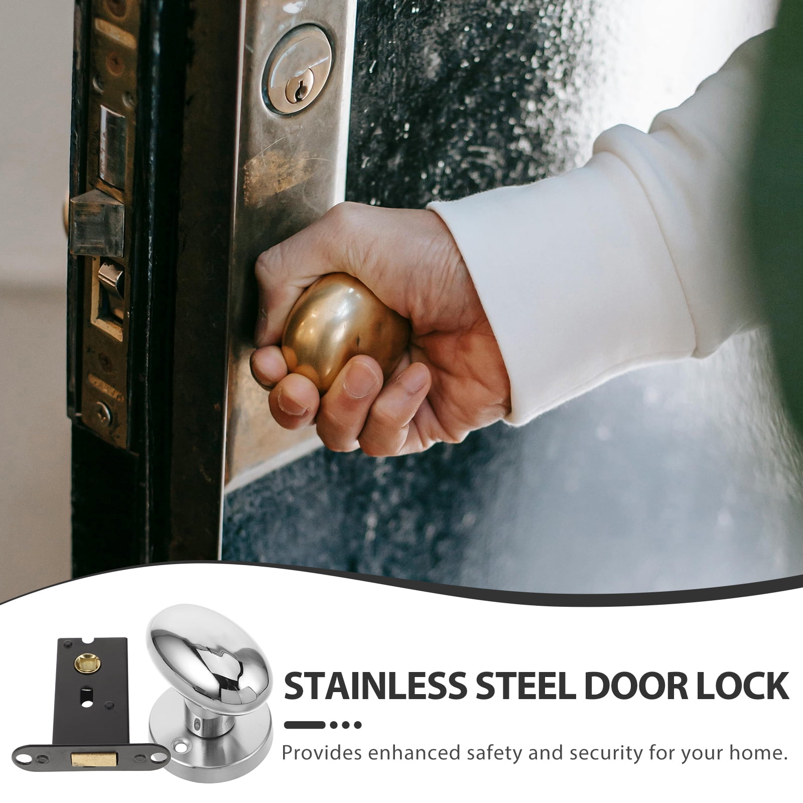 Invisible Door Lock for Cabinets and Doors, Hidden Door Knob Latch with Double Deadbolt Security, Home Safety Hardware
