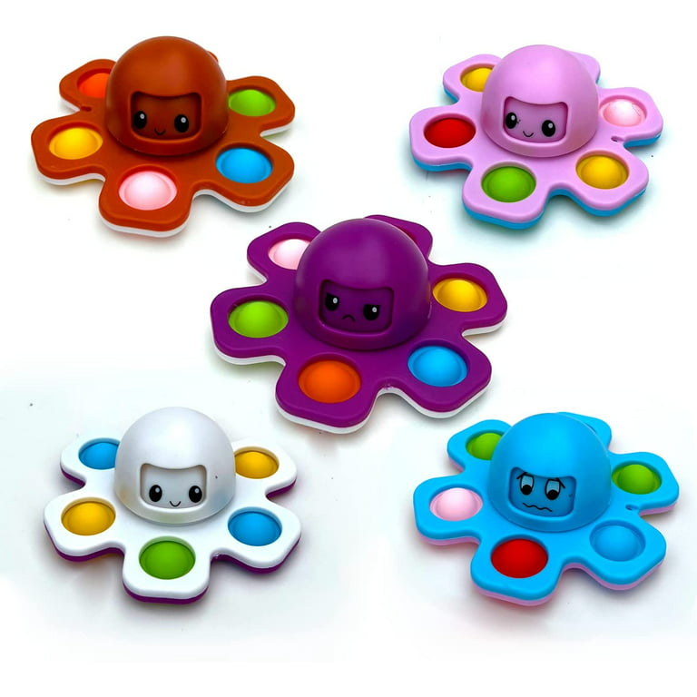 5 Pack Octopus Relief Keychain Fidget Toy, Flip Octopus Push Pop Bubble  Fidget Popper Squeeze Sensory Toy, Stress Relief Face Changing Sensory Pop