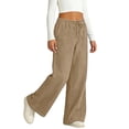 thumbnail image 2 of Ahabrexf Wide Leg High Waist Pants for Women, Smocked Casual Trousers with Pockets, Loose Long Polyester Pants, 2 of 9