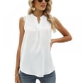 thumbnail image 6 of Women V-Neck Sleeveless Lace Tank Top Summer Casual Loose Fit Chiffon Blouse, 6 of 6