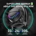 thumbnail image 5 of Wireless Bluetooth Headphone with Noise Cancellation HiFi Stereo Sound Mic Deep Bass Protein Earpad Rainbow RGB Backlight Rechageable Over Ear Headset for PC Mac Game Travel Class Home Office(Black), 5 of 9