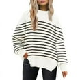 thumbnail image 5 of Autumn 2025 Women'S Batwing Sleeve Knit Sweater With Side Slits And Round Neck, 5 of 33