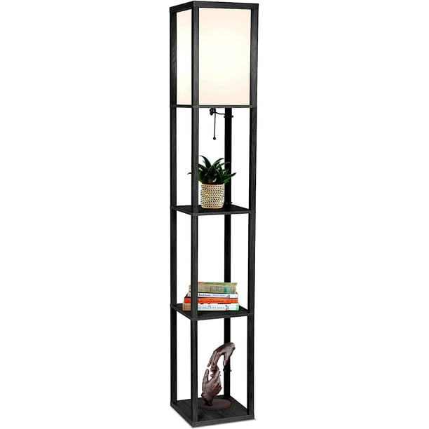 Brightech Maxwell Modern Shelf Floor Lamp with Lamp Shade and LED