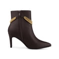 thumbnail image 3 of BLISSFUL STEP Women's Chain Pointy Toe Side Zipper Stiletto Heel Ankle Boots Coffee 8, 3 of 7