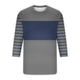 thumbnail image 4 of YLSDY Men's Plus Size Striped Shirts Trendy Color Block 2025 Summer Pullover Tops Casual Loose Round Neck Long Sleeve Shirt Navy S, 4 of 4
