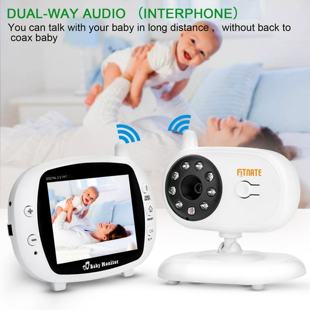 Moniteur vidéo pour bébé 2,4 GHz sans fil avec écran LCD couleur 3,5 pouces  2 voies audio conversation vision nocturne surveillance longue portée caméra  de sécurité baby-sitter 