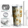thumbnail image 6 of 30oz Beige Sunflower Pattern Tumblers Stainless Steel Tumbler with Lid and Straw,Vacuum Insulated Double Wall Travel Tumbler Cups Mug with Cleaning Brush for Coffee,Tea, 6 of 7