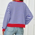 thumbnail image 6 of Htigea Oversized Sweatshirts for Women Striped Color Block Long Sleeve Pullover Casual Loose Fit Y2K Sweatshirt Dark Blue M, 6 of 8