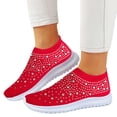 thumbnail image 3 of GPOECD Chaussures pour Femmes Décontractées en Maille Respirante à Semelle Plate Chaussures de Marche Confortables pour Usage Quotidien avec Design en Strass Chaussures pour Femmes Rouge,39, 3 of 6