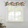 thumbnail image 2 of Tie Up Valances for Windows, Strawberry Adjustable Valance Curtains Window Treatment for Living Room, Vintage Green Botanical Spring Floral Rod Pocket Kitchen Curtains & Drapes 54x18 Inch, 2 of 9