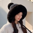 thumbnail image 2 of Prolriy Winter Hats for Women Ladies Winter Knitted Wool Cap Three Pullover Cap Fleece Warm Ear Hat Womens Hats Black, 2 of 3