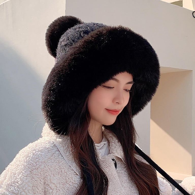Mepaouo Women Winter Sherpa Beanie Hats Knit Ear Flaps Cover  display picture 2