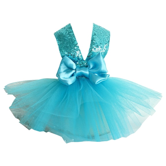 YIFAEUX Pet Dress Sequins Big Bowknot Mesh Splicing Breathable V Neck Chihuahua Yorkshire Dog Princess Dress Summer Pet Clothes Dog Wedding Dress Party Wear