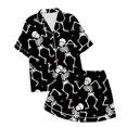 thumbnail image 6 of CQXIDFH Halloween Satin Pajamas for Women Short Sleeve Button Down Shirt Shorts 2 Piece Sleepwear Soft Lightweight Holiday Nightwear Lounge Home Outfit, Hot Sleepwear, S-2XL, 6 of 6
