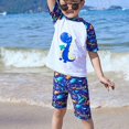 thumbnail image 5 of GYRATEDREAM Boys Two Piece Rash Guard Swimsuits Kids UPF 50+ Dinosaur Print Sunsuit Swimwear Sets Bathing Suit for L White1, 5 of 9