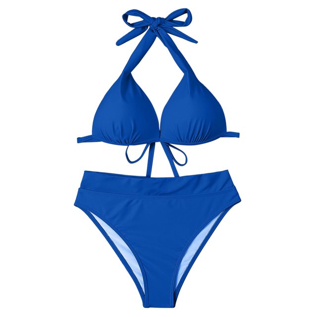 Mujeres Con Almohadillas en El Pecho Sin Soporte de Acero Con Cuello en V Cuello Halter Seaside Beach Swim Bikinis Set Split Traje de Baño Odeerbi ODB117461
